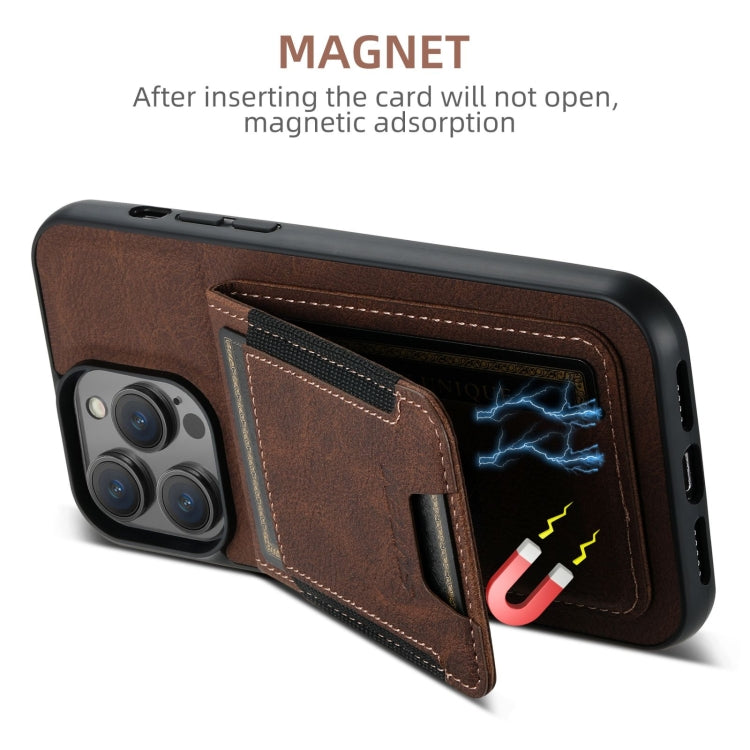 For iPhone 16 Plus Suteni H03 Litchi Leather Card Bag Stand Back Phone Case