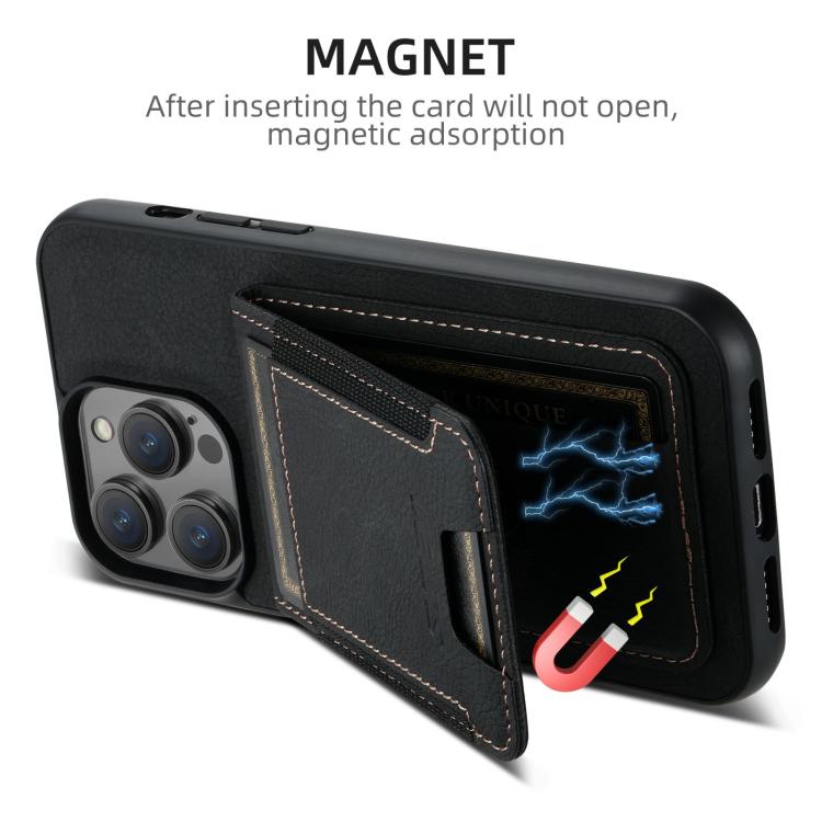 For iPhone 17e / 16e Suteni H03 Litchi Leather Card Bag Stand Back Phone Case