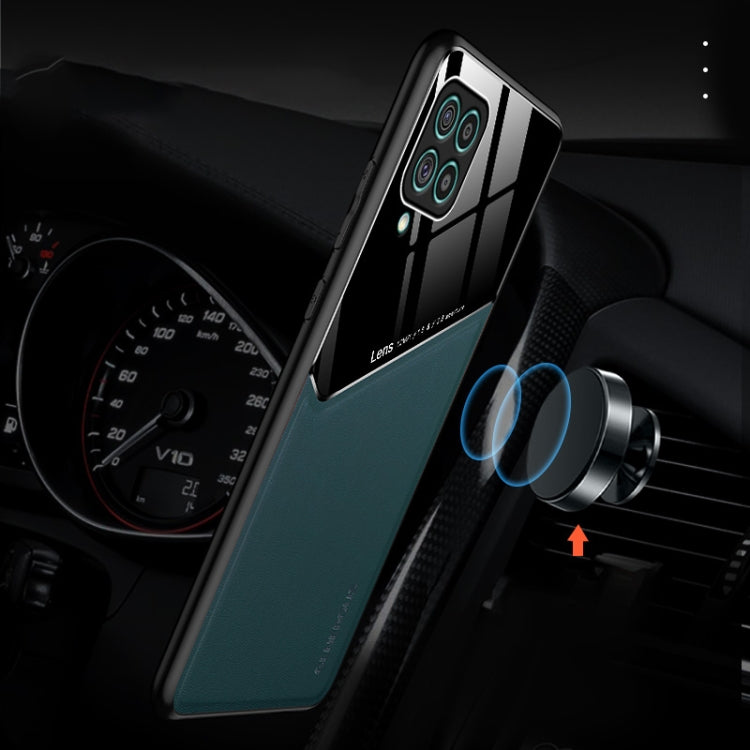 For Samsung Galaxy F62 All-inclusive Leather Organic Glass Phone Case with Metal Iron Sheet