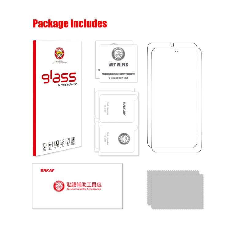 For Samsung Galaxy S26 5G 2pcs ENKAY 0.18mm High Aluminum-silicon Tempered Glass Film, Support Ultrasonic Fingerprint Unclock