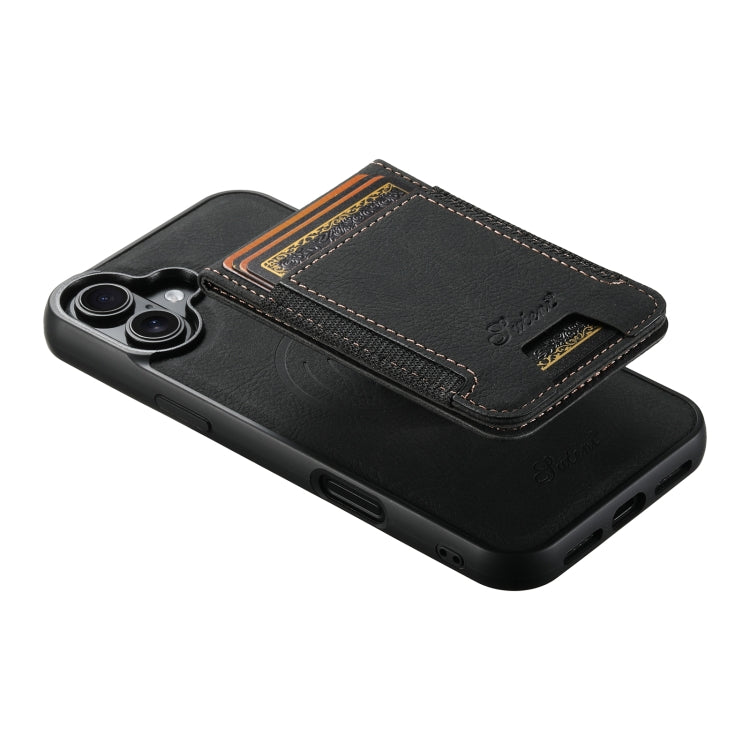 For iPhone 16 Suteni H17 Litchi Texture Leather MagSafe Detachable Wallet Phone Case