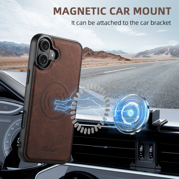 For iPhone 16 Suteni H17 Litchi Texture Leather MagSafe Detachable Wallet Phone Case