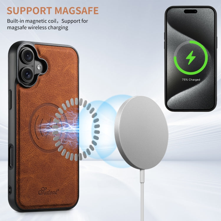For iPhone 16 Suteni H17 Litchi Texture Leather MagSafe Detachable Wallet Phone Case