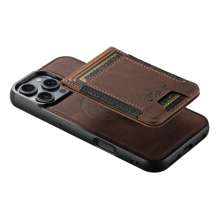 For iPhone 16 Pro Suteni H17 Litchi Texture Leather MagSafe Detachable Wallet Phone Case
