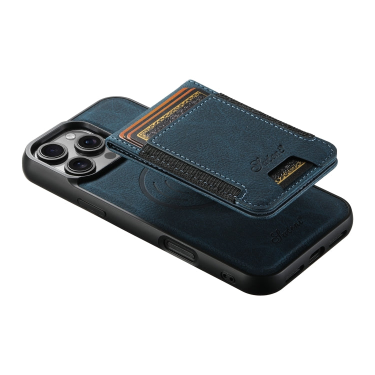 For iPhone 16 Pro Suteni H17 Litchi Texture Leather MagSafe Detachable Wallet Phone Case