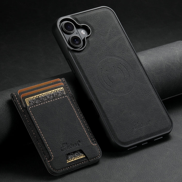 For iPhone 16 Plus Suteni H17 Litchi Texture Leather MagSafe Detachable Wallet Phone Case