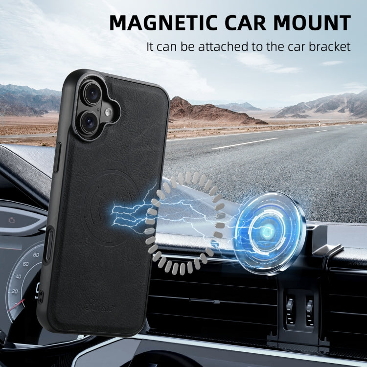 For iPhone 16 Plus Suteni H17 Litchi Texture Leather MagSafe Detachable Wallet Phone Case