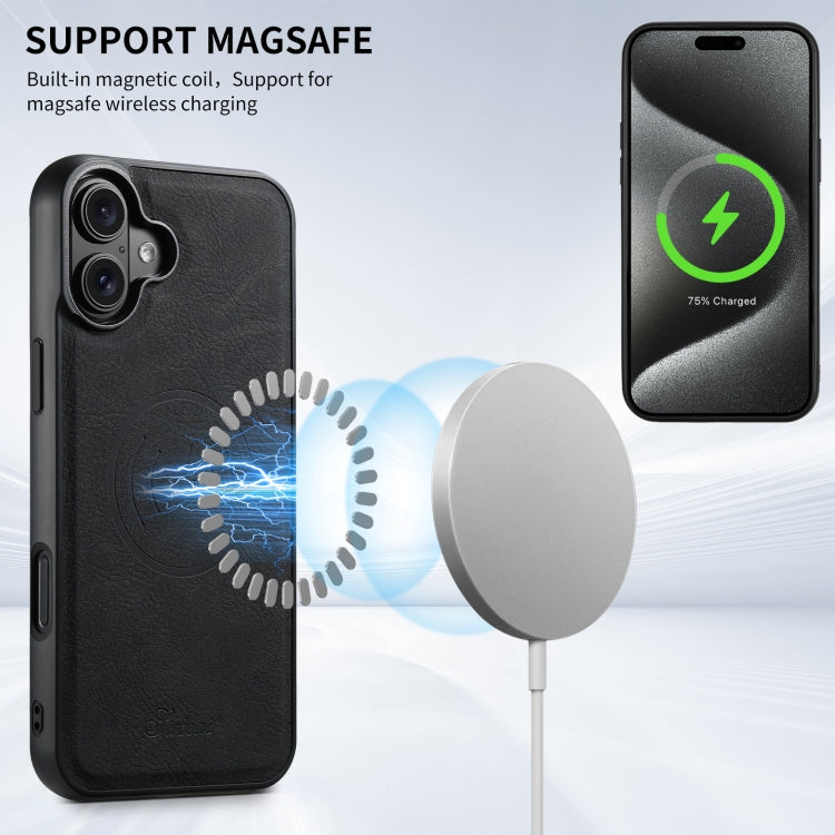 For iPhone 16 Plus Suteni H17 Litchi Texture Leather MagSafe Detachable Wallet Phone Case