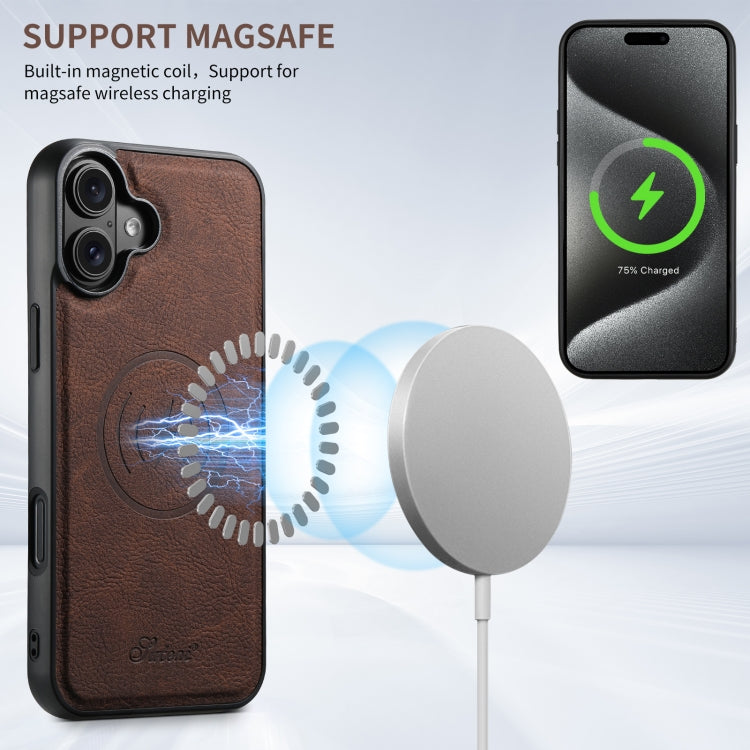 For iPhone 16 Plus Suteni H17 Litchi Texture Leather MagSafe Detachable Wallet Phone Case