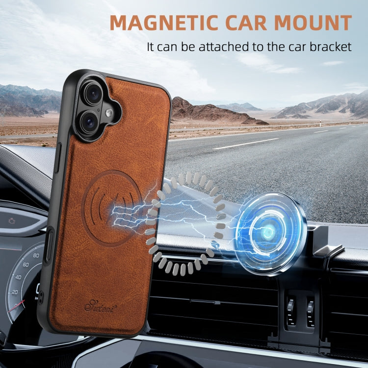 For iPhone 16 Plus Suteni H17 Litchi Texture Leather MagSafe Detachable Wallet Phone Case