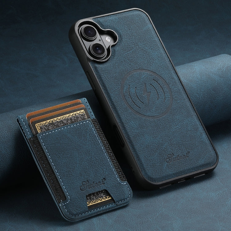 For iPhone 16 Plus Suteni H17 Litchi Texture Leather MagSafe Detachable Wallet Phone Case