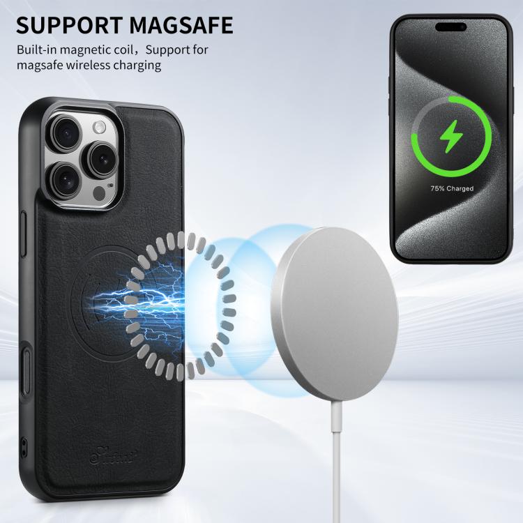 For iPhone 17e / 16e Suteni H17 Litchi Texture Leather MagSafe Detachable Wallet Phone Case