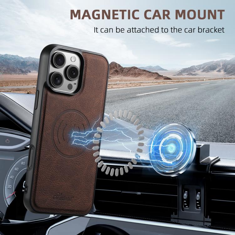 For iPhone 17e / 16e Suteni H17 Litchi Texture Leather MagSafe Detachable Wallet Phone Case