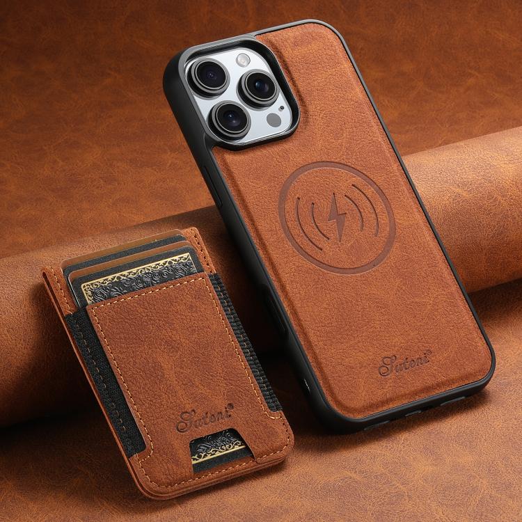 For iPhone 17e / 16e Suteni H17 Litchi Texture Leather MagSafe Detachable Wallet Phone Case