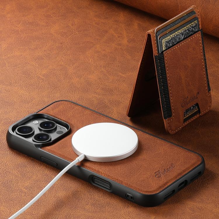 For iPhone 17e / 16e Suteni H17 Litchi Texture Leather MagSafe Detachable Wallet Phone Case