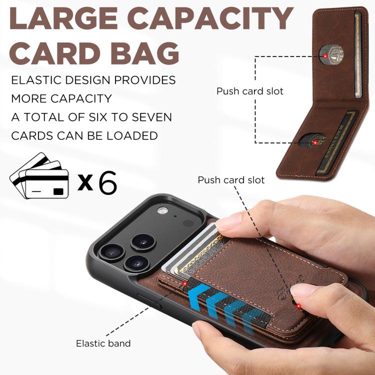 For iPhone 17 Suteni H17 Litchi Texture Leather MagSafe Detachable Wallet Phone Case