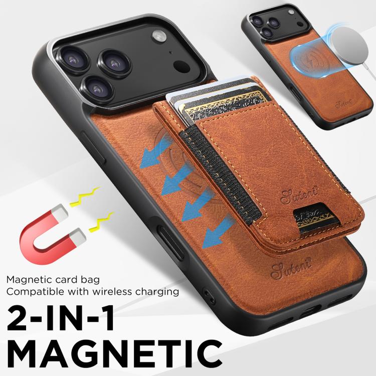 For iPhone 17 Suteni H17 Litchi Texture Leather MagSafe Detachable Wallet Phone Case
