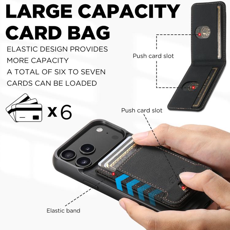 For iPhone Air Suteni H17 Litchi Texture Leather MagSafe Detachable Wallet Phone Case