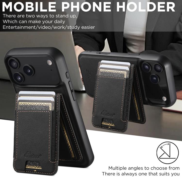 For iPhone Air Suteni H17 Litchi Texture Leather MagSafe Detachable Wallet Phone Case