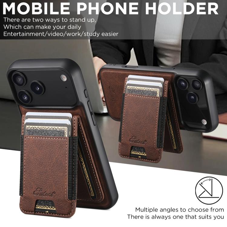 For iPhone Air Suteni H17 Litchi Texture Leather MagSafe Detachable Wallet Phone Case