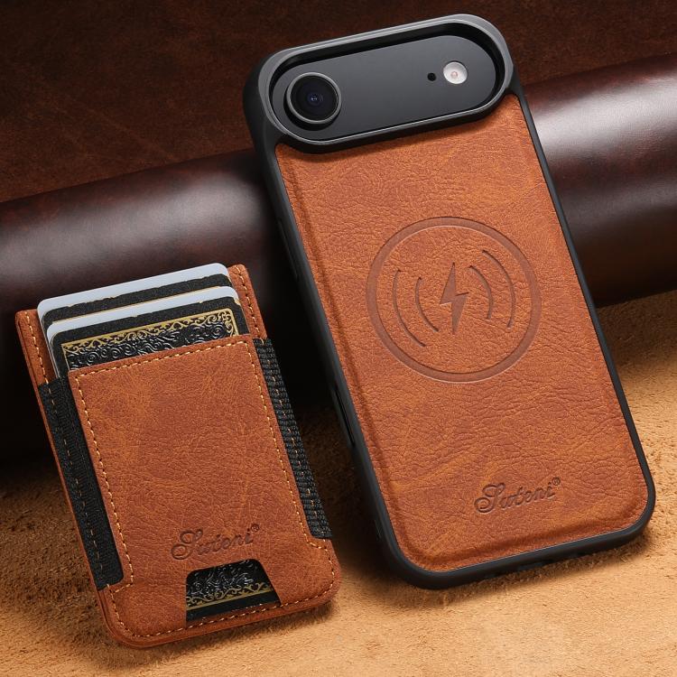 For iPhone Air Suteni H17 Litchi Texture Leather MagSafe Detachable Wallet Phone Case