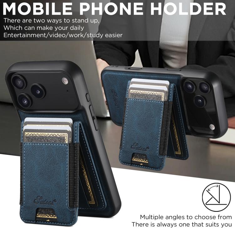 For iPhone Air Suteni H17 Litchi Texture Leather MagSafe Detachable Wallet Phone Case