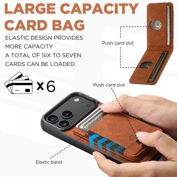 For iPhone 17 Pro Suteni H17 Litchi Texture Leather MagSafe Detachable Wallet Phone Case