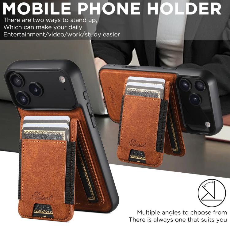 For iPhone 17 Pro Suteni H17 Litchi Texture Leather MagSafe Detachable Wallet Phone Case