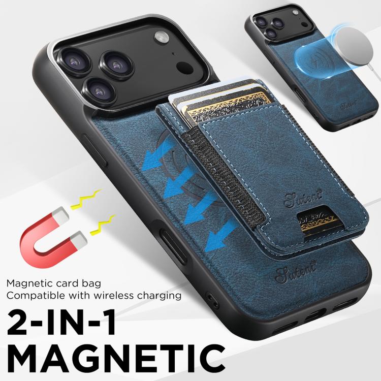 For iPhone 17 Pro Suteni H17 Litchi Texture Leather MagSafe Detachable Wallet Phone Case