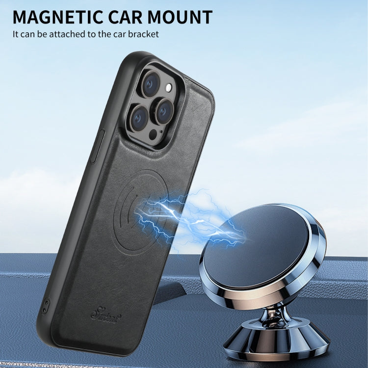 For iPhone 16 Pro Suteni H17 Oil Eax Leather MagSafe Detachable Wallet Phone Case
