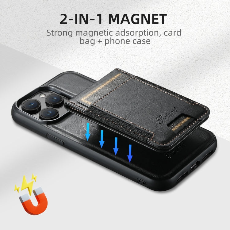 For iPhone 16 Pro Suteni H17 Oil Eax Leather MagSafe Detachable Wallet Phone Case
