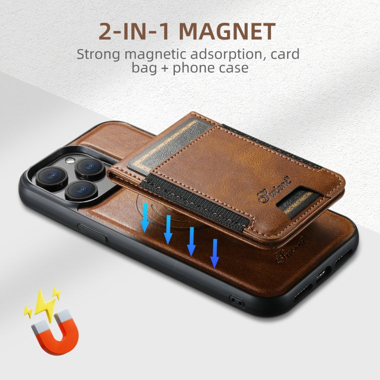 For iPhone 16 Pro Suteni H17 Oil Eax Leather MagSafe Detachable Wallet Phone Case