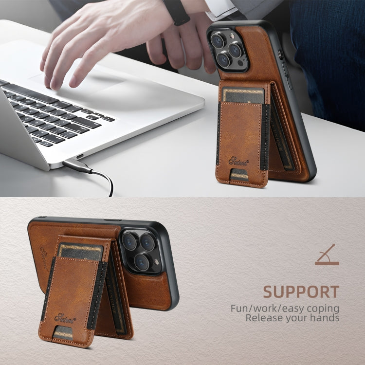 For iPhone 16 Pro Suteni H17 Oil Eax Leather MagSafe Detachable Wallet Phone Case