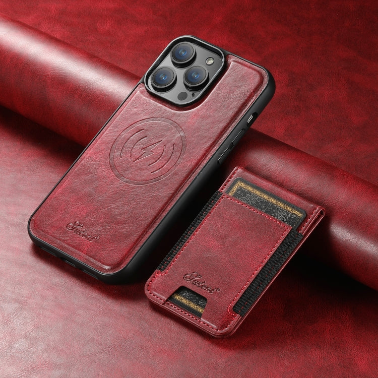 For iPhone 16 Pro Suteni H17 Oil Eax Leather MagSafe Detachable Wallet Phone Case