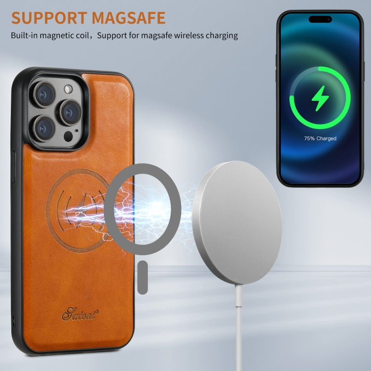 For iPhone 16 Pro Suteni H17 Oil Eax Leather MagSafe Detachable Wallet Phone Case