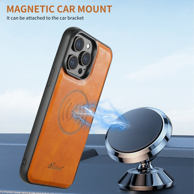 For iPhone 16 Pro Suteni H17 Oil Eax Leather MagSafe Detachable Wallet Phone Case