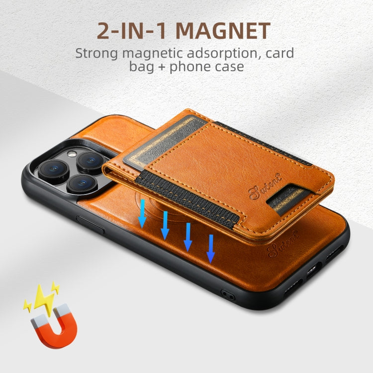 For iPhone 16 Pro Suteni H17 Oil Eax Leather MagSafe Detachable Wallet Phone Case