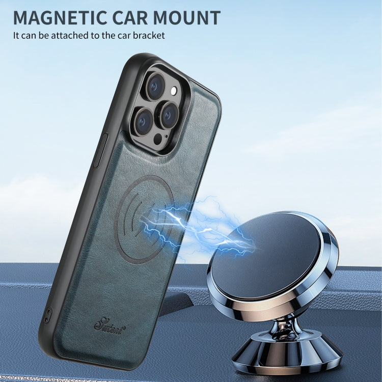 For iPhone 16 Pro Suteni H17 Oil Eax Leather MagSafe Detachable Wallet Phone Case