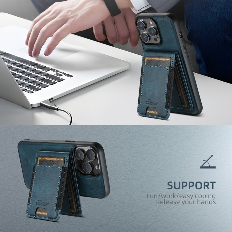 For iPhone 16 Pro Suteni H17 Oil Eax Leather MagSafe Detachable Wallet Phone Case