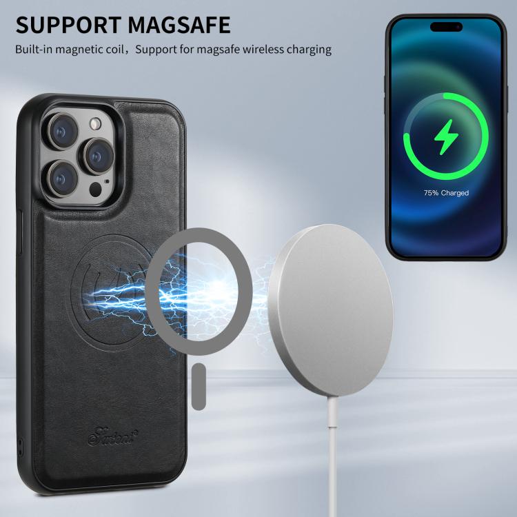 For iPhone 17e / 16e Suteni H17 Oil Eax Leather MagSafe Detachable Wallet Phone Case