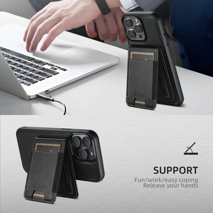 For iPhone 17e / 16e Suteni H17 Oil Eax Leather MagSafe Detachable Wallet Phone Case