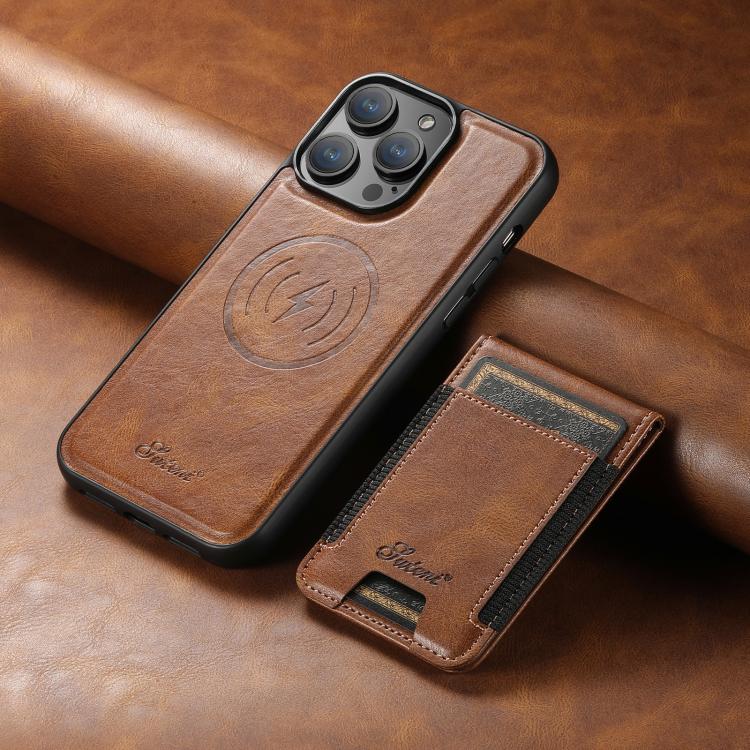 For iPhone 17e / 16e Suteni H17 Oil Eax Leather MagSafe Detachable Wallet Phone Case