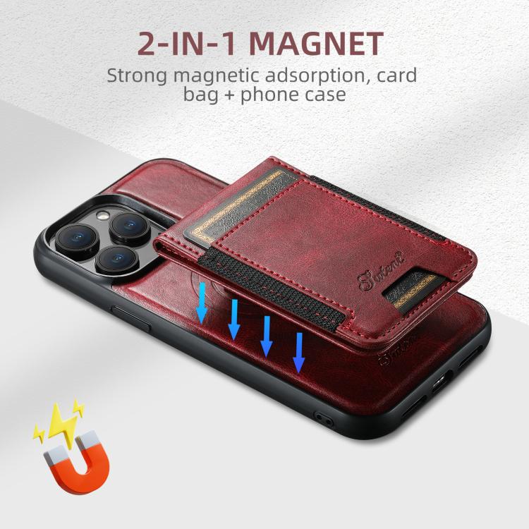 For iPhone 17e / 16e Suteni H17 Oil Eax Leather MagSafe Detachable Wallet Phone Case