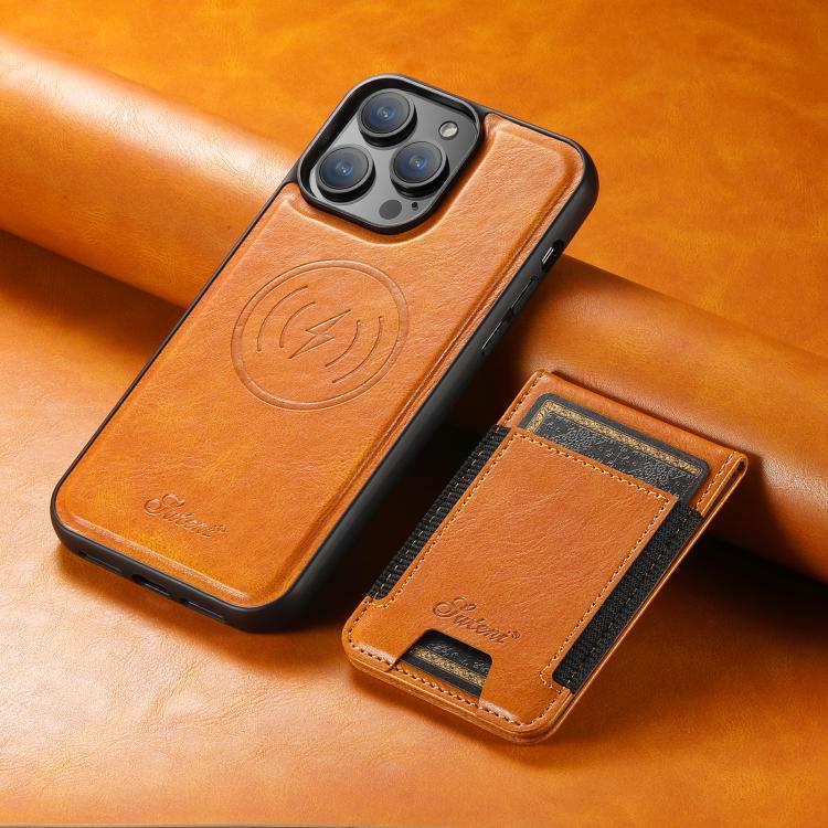 For iPhone 17e / 16e Suteni H17 Oil Eax Leather MagSafe Detachable Wallet Phone Case