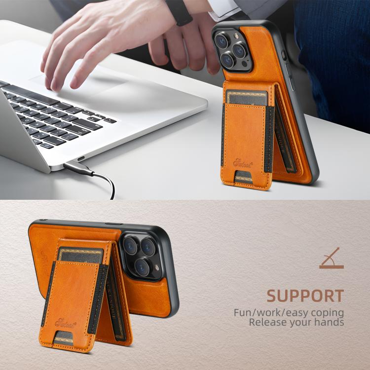 For iPhone 17e / 16e Suteni H17 Oil Eax Leather MagSafe Detachable Wallet Phone Case