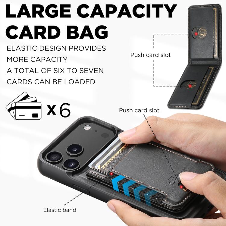 For iPhone 17 Pro Max Suteni H17 Oil Eax Leather MagSafe Detachable Wallet Phone Case