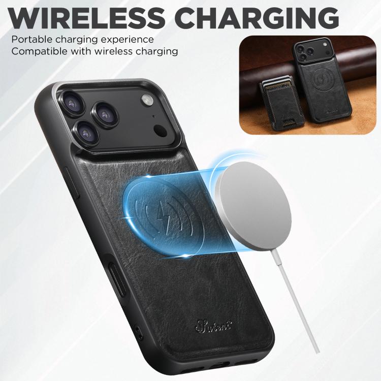 For iPhone 17 Pro Max Suteni H17 Oil Eax Leather MagSafe Detachable Wallet Phone Case