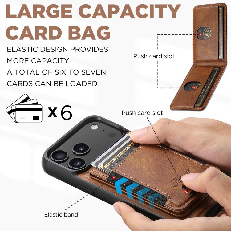 For iPhone 17 Pro Suteni H17 Oil Eax Leather MagSafe Detachable Wallet Phone Case