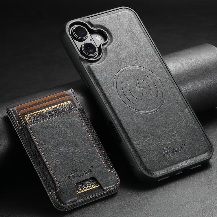 For iPhone 17  Suteni H17 Oil Eax Leather MagSafe Detachable Wallet Phone Case