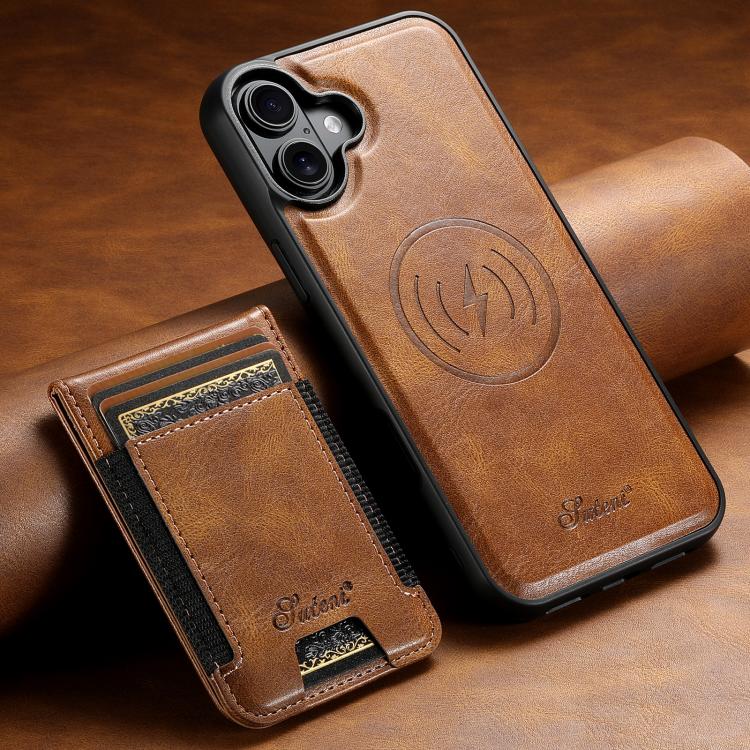 For iPhone 17  Suteni H17 Oil Eax Leather MagSafe Detachable Wallet Phone Case